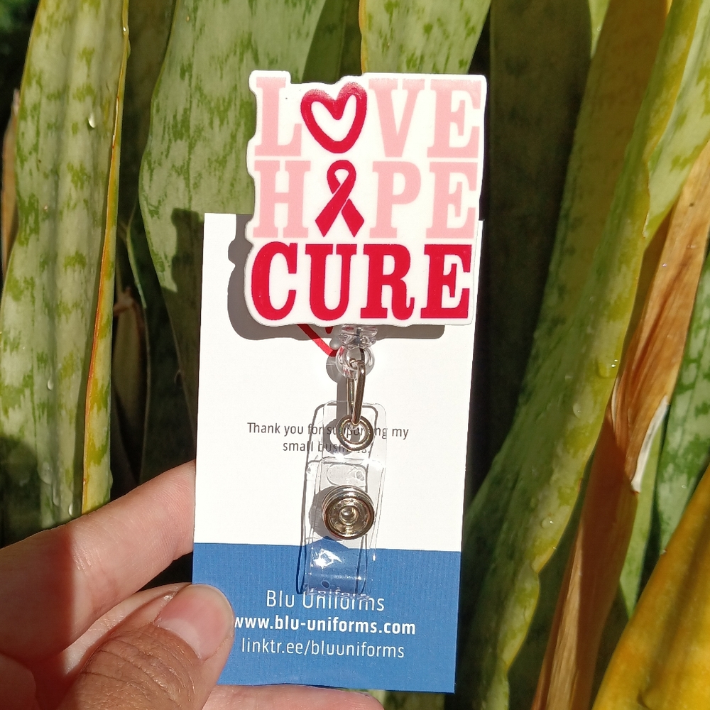 Love Hope Cure badge reel holder